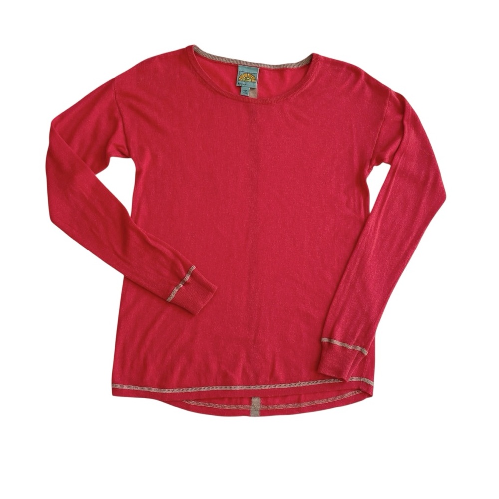 C&C California Women’s Wool Blend Red Sweater Small Lightweight Back Stripe